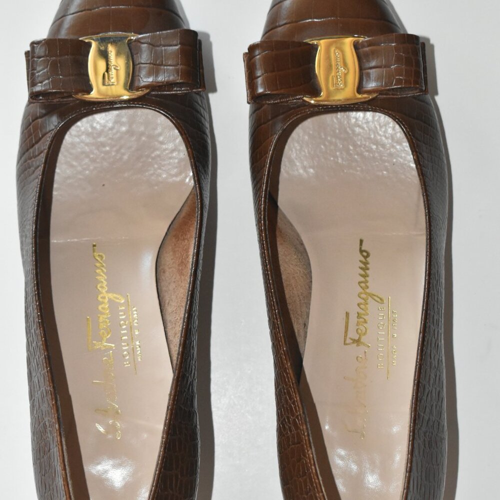 Salvatore Ferragamo Brown patent flats US 7 - Picture 2 of 6